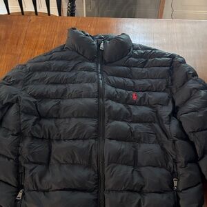 Polo by Ralph Lauren Black Puffer Jacket with Red Logo